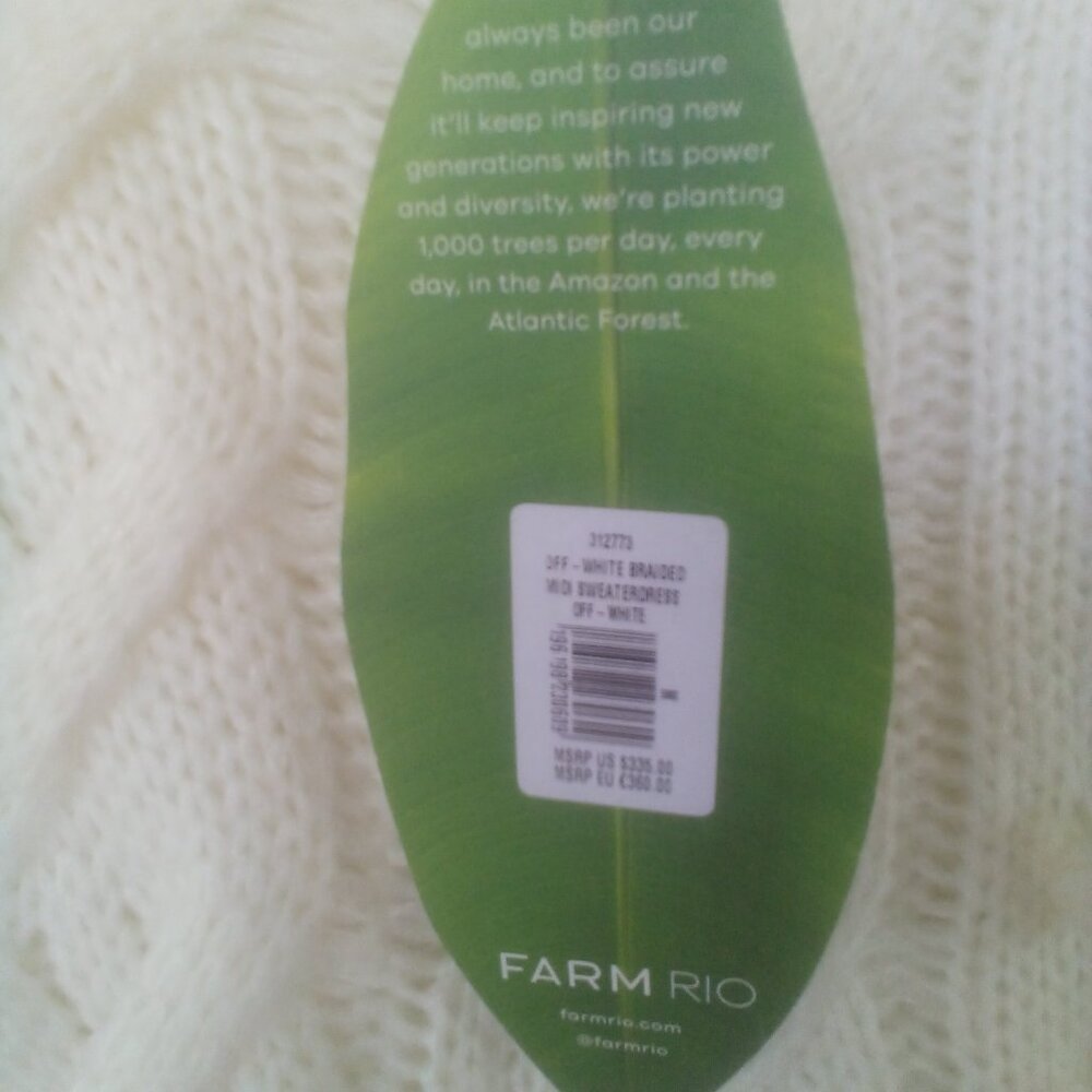 Farm Rio Off-White Braided Midi Sweater Dress Size: M NWT - Picture 6 of 16
